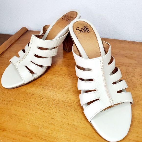 Sofft Shoes - Sofft Cream Leather Sandals Strappy Heels Spring Casual Work Womens SZ 11